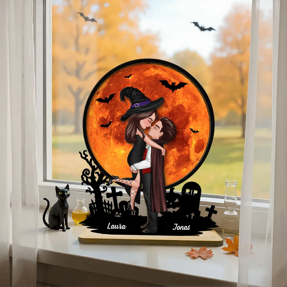 Halloween-Paar Personalisierte Holztafel mit Namen