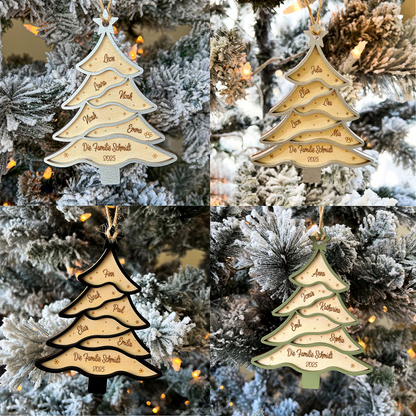 Christbaumanhänger mit Tannenbaum und Namen Personalisierter Weihnachtsanhänger