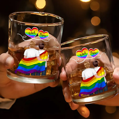 Regenbogen Paare -Whisky-Glas mit 2 Personen personalisiert LGBT Paare