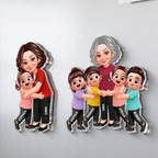 "Oma und Enkelkinder" Acryl-Kühlschrankmagnet mit Figuren und Namen