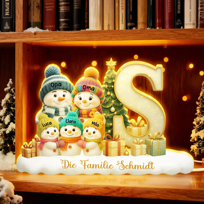 Personalisierte Schneemann-Leuchtbox mit Buchstabe Weihnachtsdekoration für Familie