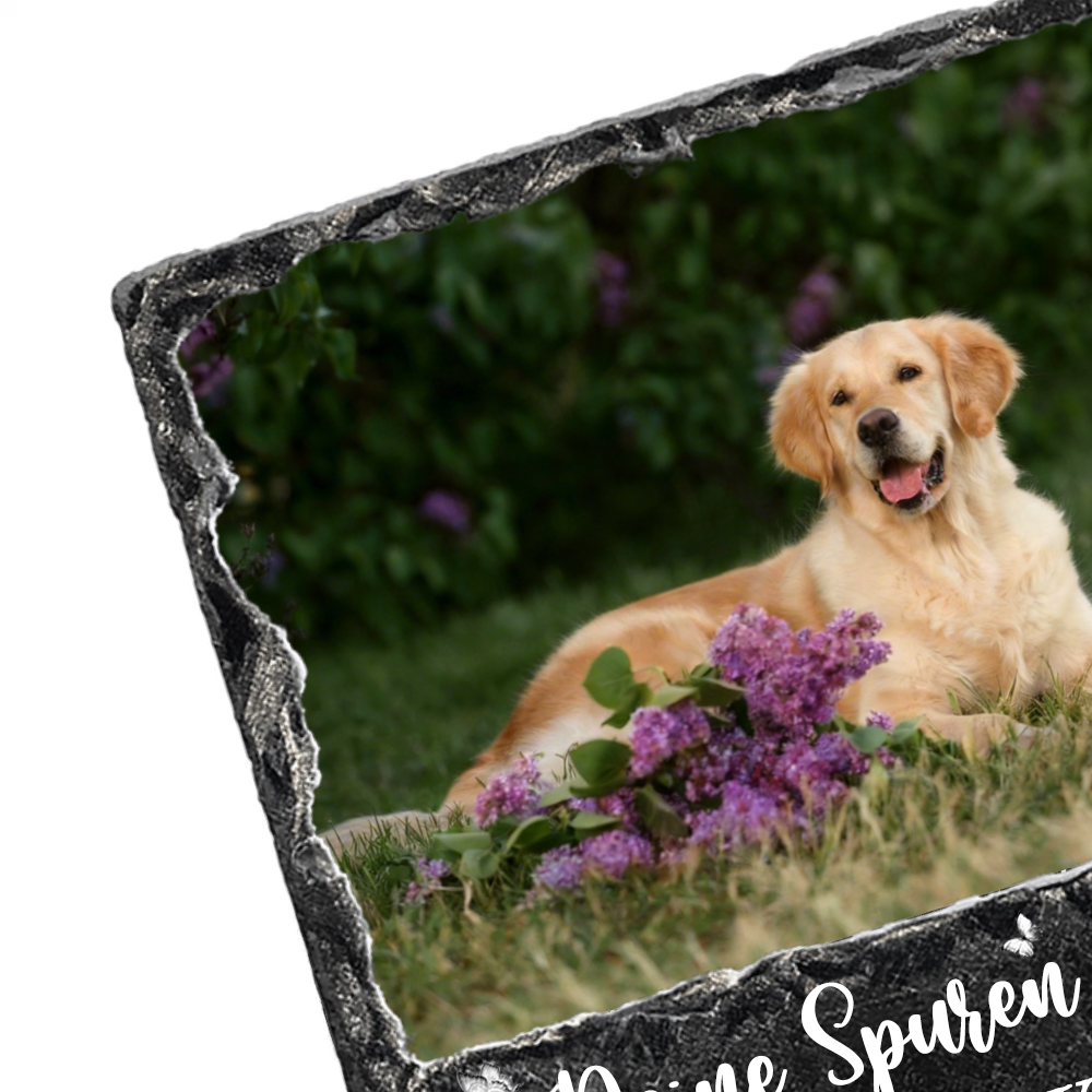 Personalisierte Schieferplatte mit Foto und Spruch Trauergeschenk