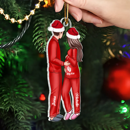 Personalisierter Acrylanhänger mit erwarteten Eltern  für das Baby unterwegs