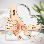 Hand in Hand Acrylplakette mit 1- 5 Namen für Mama und Oma