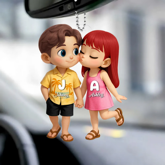 Sommer Paare-Personalisierter Autoanhänger aus Acryl Geschenk für Paare