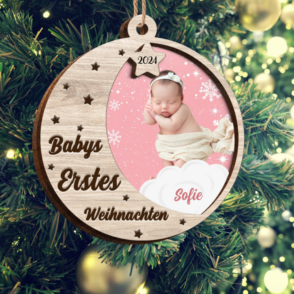 Weihnachtsschmuck aus Holz-Baby Weihnachtsanhänger mit Foto