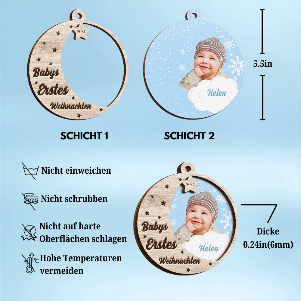 Weihnachtsschmuck aus Holz-Baby Weihnachtsanhänger mit Foto