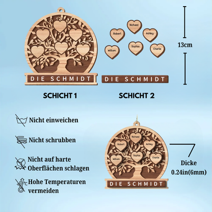 Familienbaum- Personalisierter Holzanhänger in 2 Lagen Christbaumschmuck