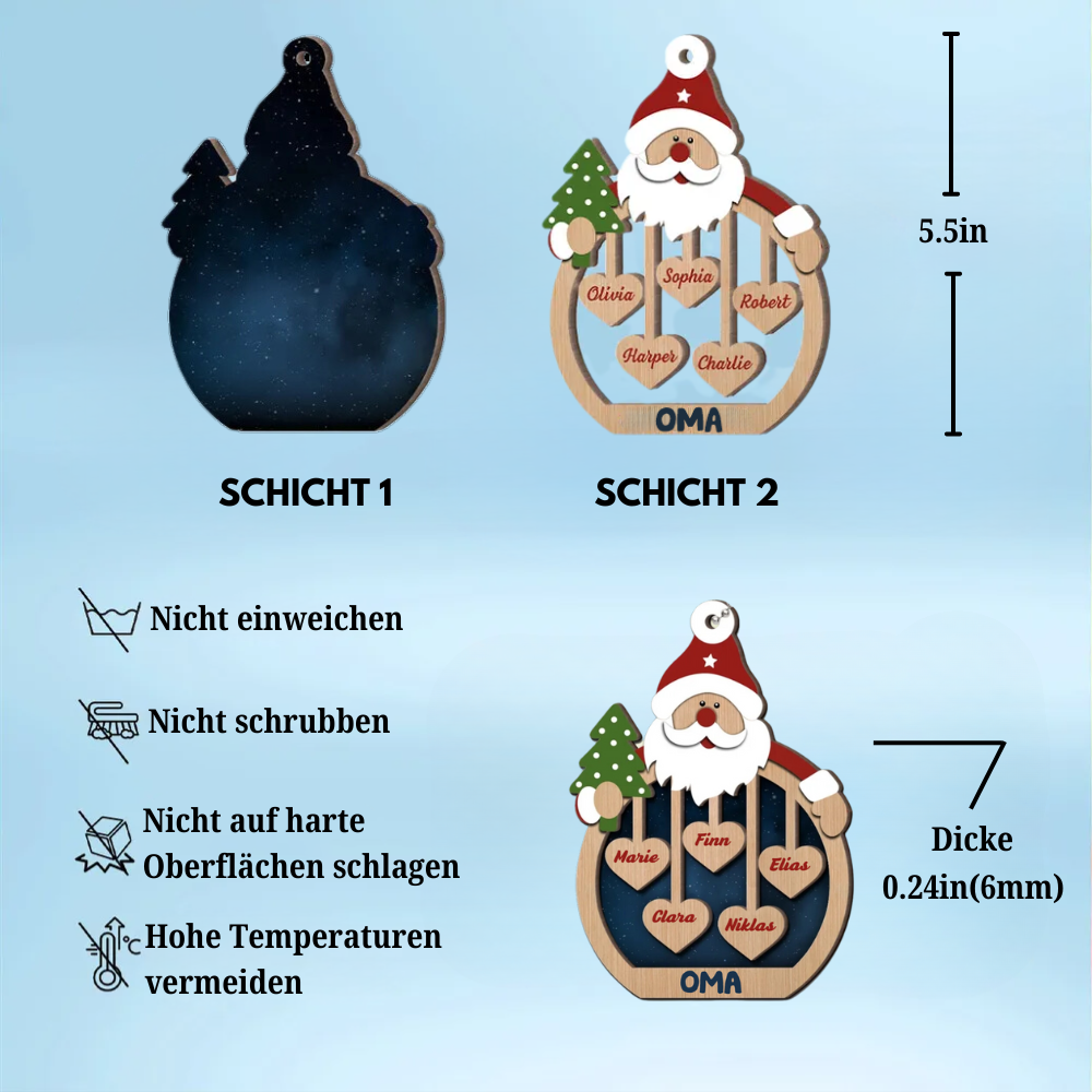 Weihnachtsmann's Sweethearts Personalisierte Weihnachten 2-Schicht-Holz-Ornament