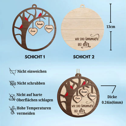 Personalisierter 2-lagiger Holzanhänger „Ich bin immer bei dir“ – Weihnachtsornament mit Kardinal