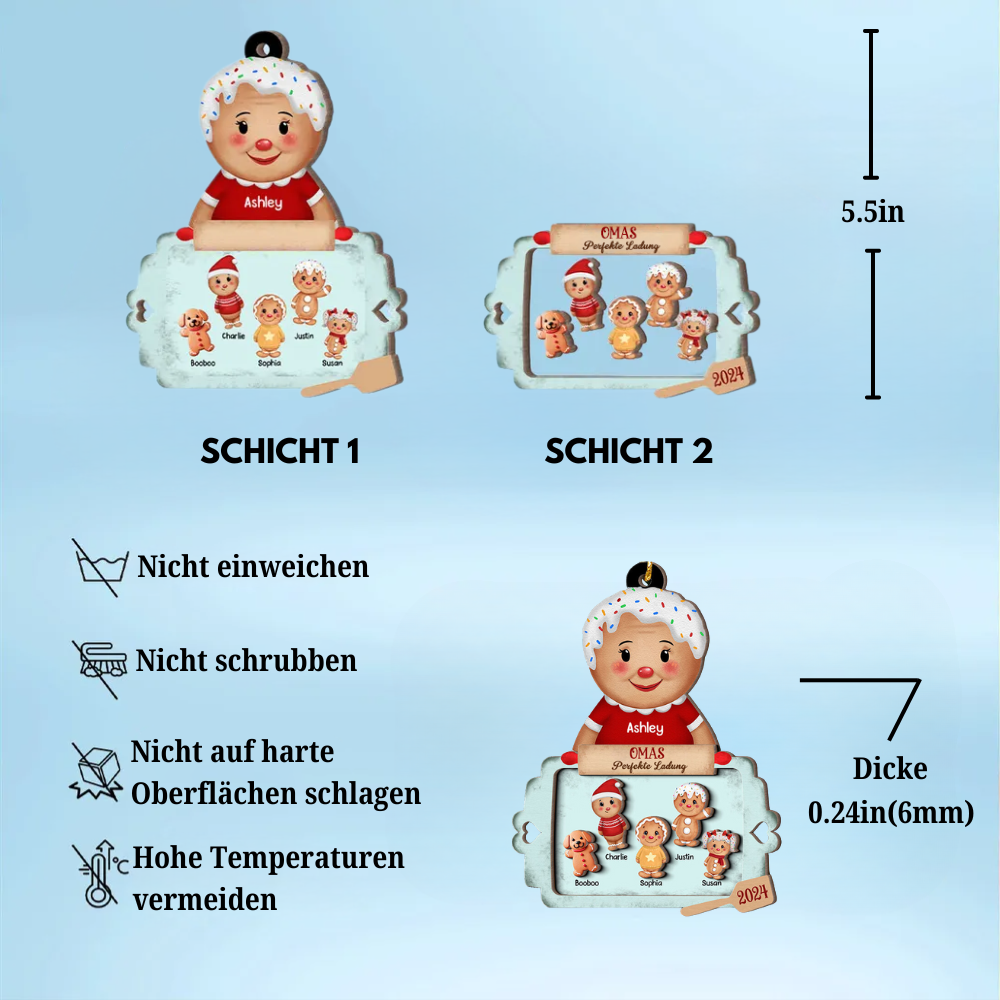 Omas Perfekte Ladung-Weihnachtsschmuck aus Holz mit 2 Schichte