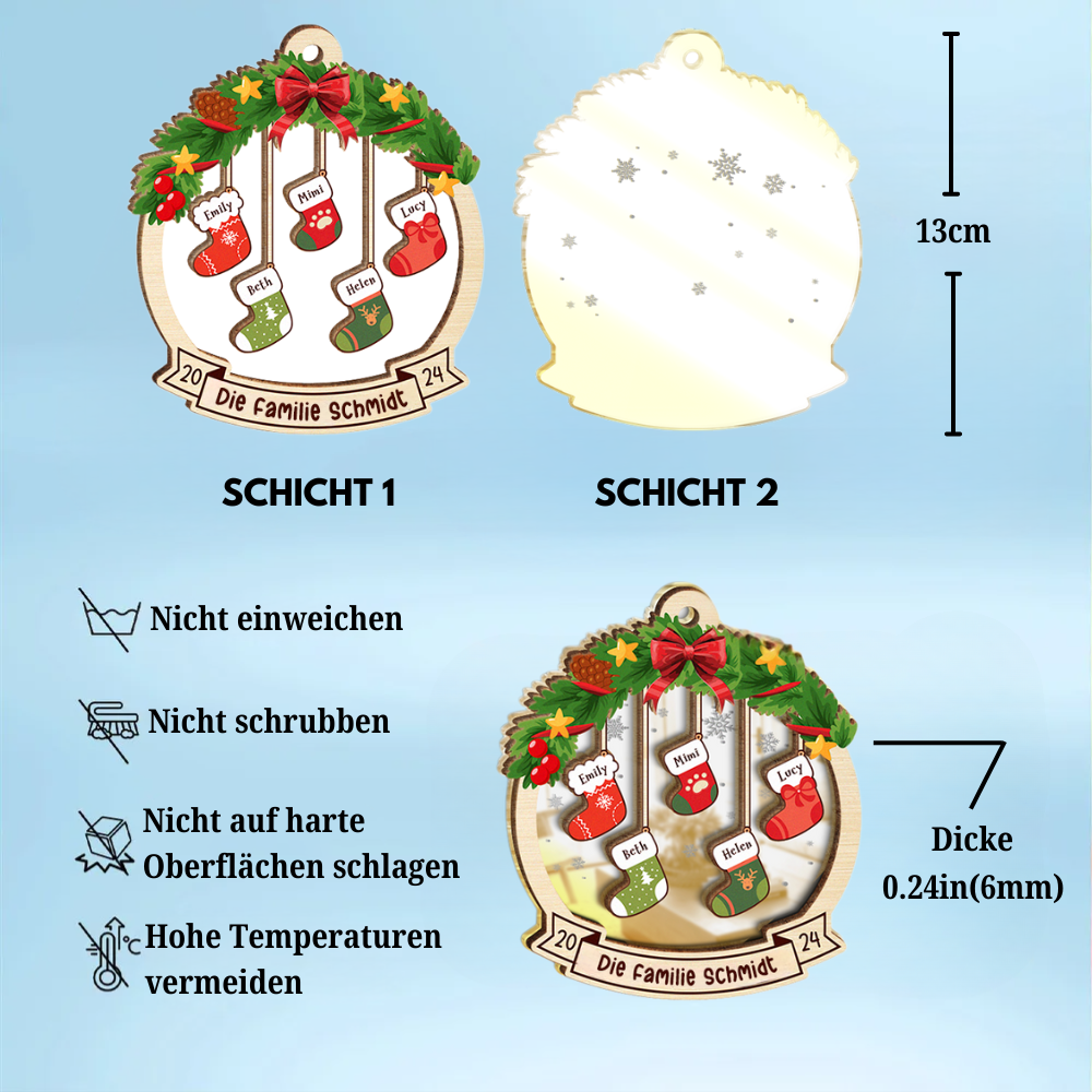 Weihnachten Familie Socken-Weihnachtsschmuck mit Text und 1-8 Namen-Geschenk für Familie