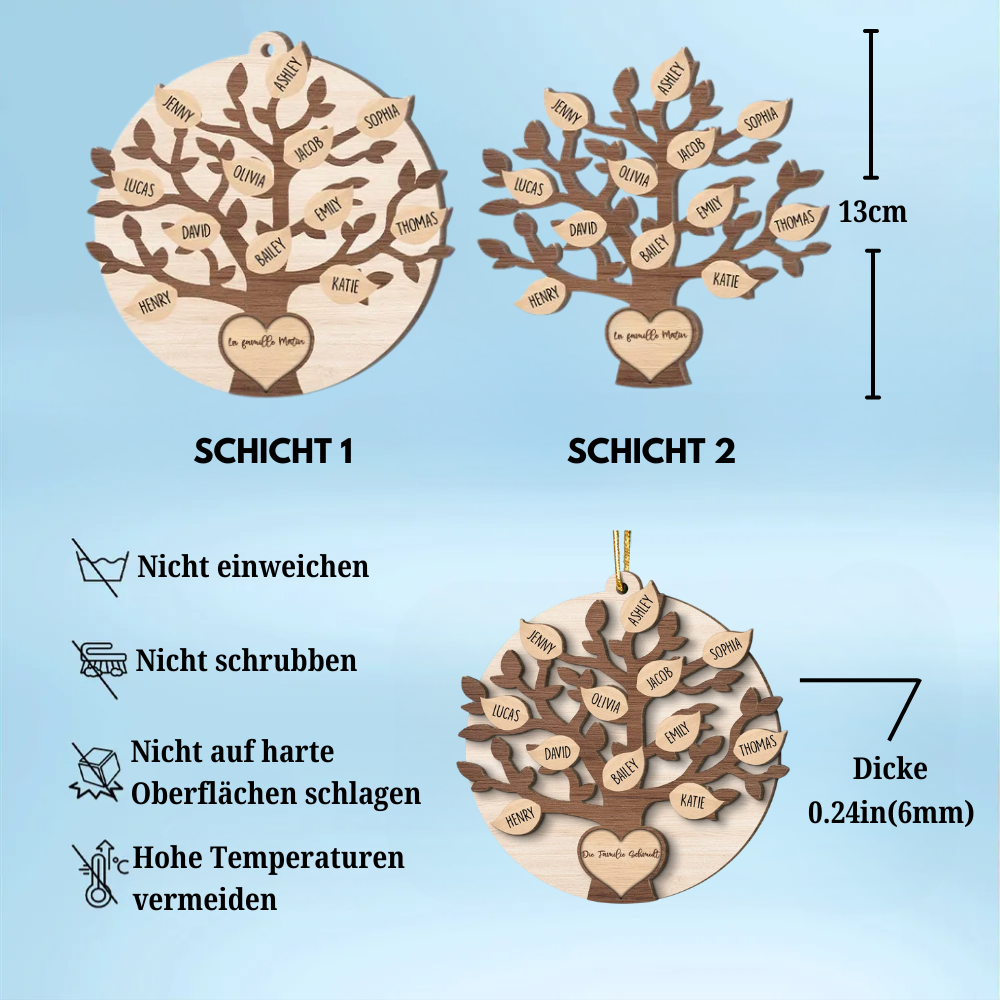 Familienstammbaum Holz-Weihnachtsanhänger Christbaumschmuck