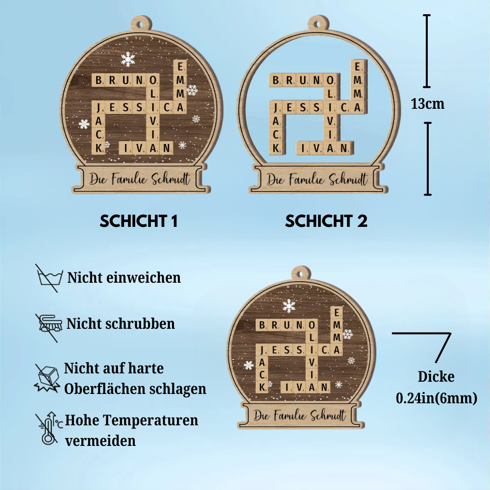 Kreuzworträtsel Christbaumschmuck mit Namen Geschenk für Familie