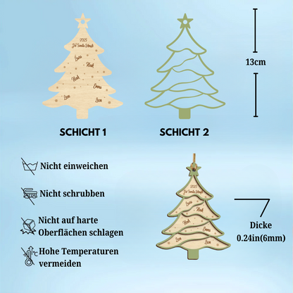 Christbaumanhänger mit Tannenbaum und Namen Personalisierter Weihnachtsanhänger