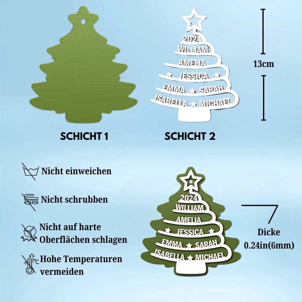 Christbaum Weihnachtsanhänger mit Namen Personalisierte Ornamente