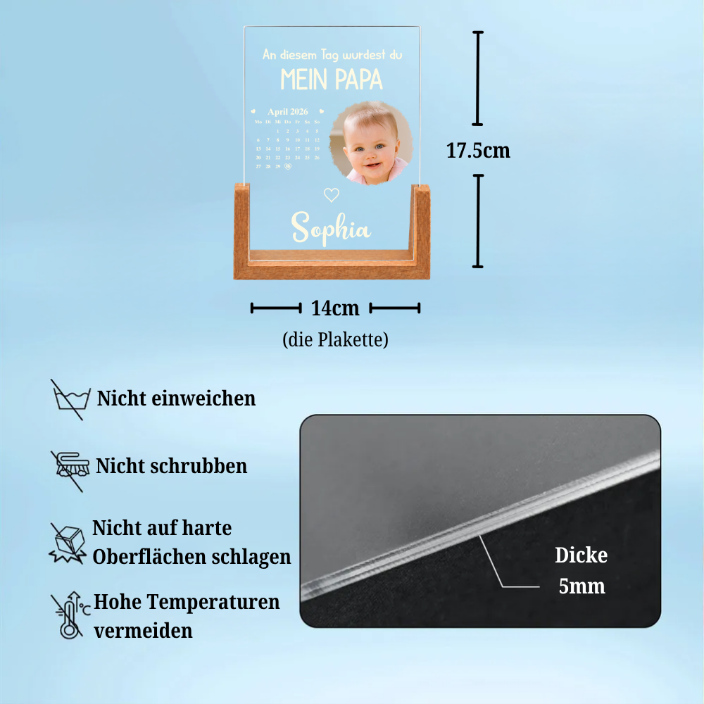 Personalisiertes LED-Nachtlicht mit Kalenderdatum und Photo - An diesem Tag wurdest du...