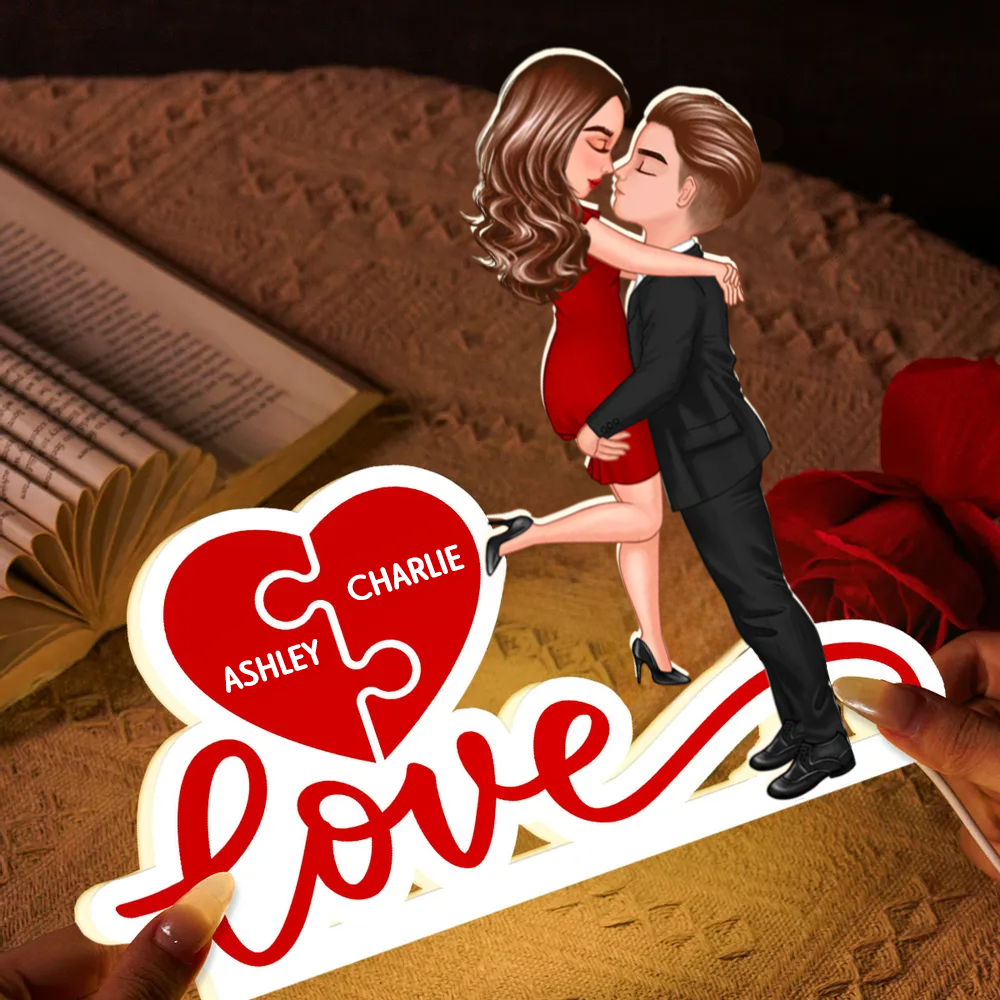 LOVE - Personalisierte LED-Lichtbox mit Paar und Namen Geschenk für Paar / LGBT-Paar