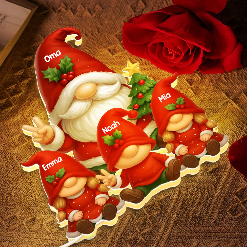 Personalisierte LED-Lichtbox mit Zwergchen Geschenk für Opa und Oma