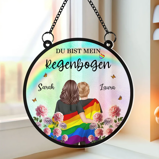 Regenbogen Paae-Personaliserter Sonnenfänger Geschenk für Paare LGBT