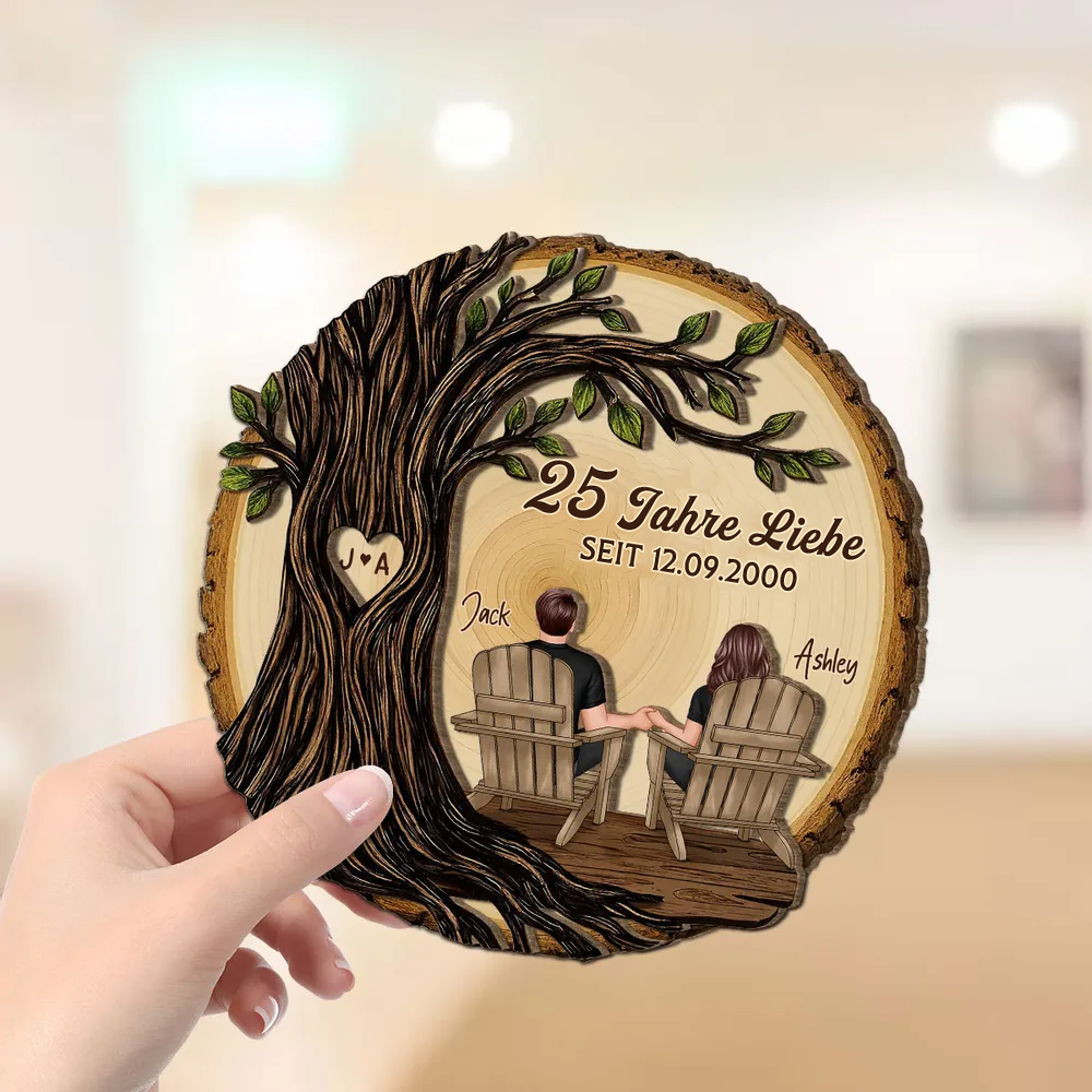Paar unter Baum- Personalisierte Holzaufsteller mit Jahr, Nummer und Spruch Geschenke zum Jahrestag
