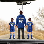 Papas Fußballteam- Personalisierter Acrylanhänger mit Mann und Kinder