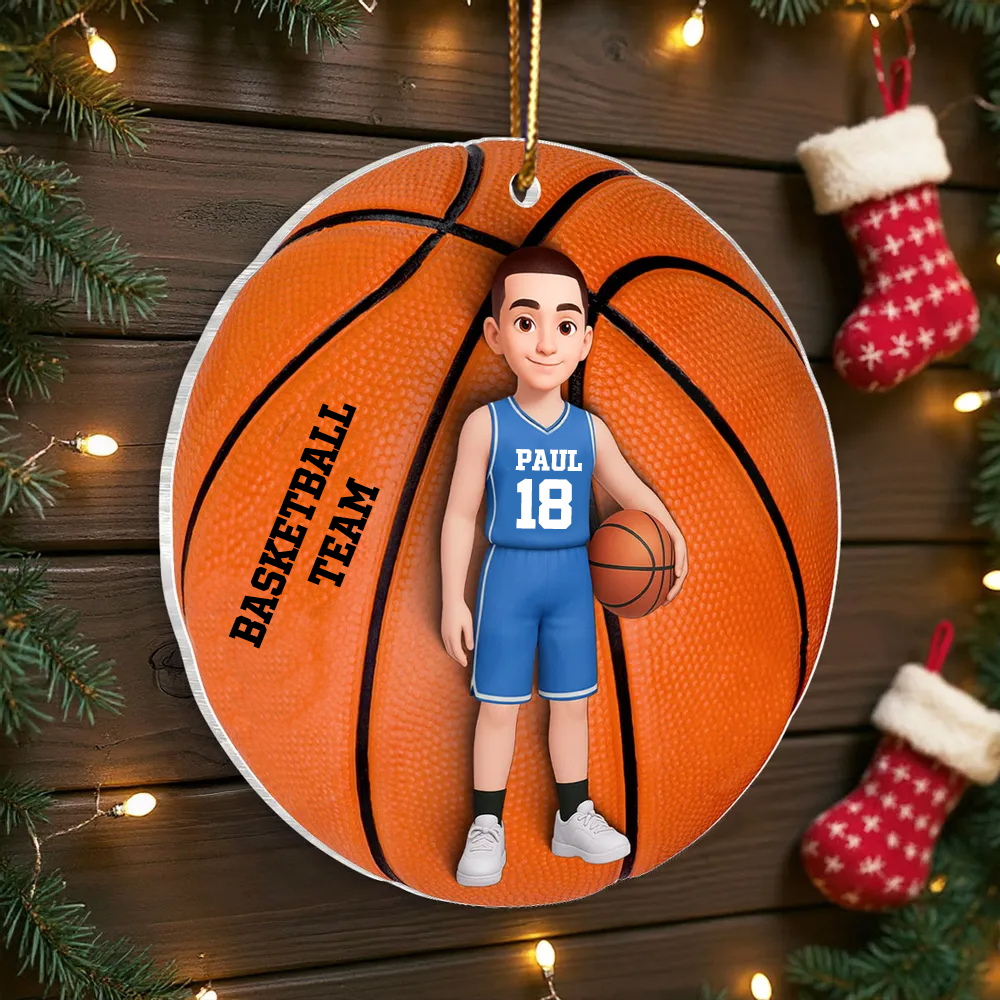 Personalisierter Acrylanhänger mit Basketballkind Geschenk für Junge und Mädchen