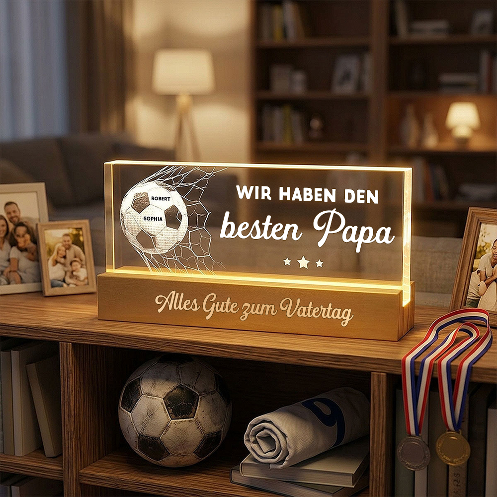 Volltreffer- Personalisiertes Nachtlicht mit Fußball Geschenk für Vater