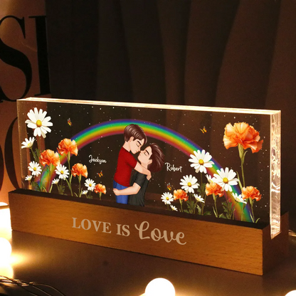 Regenbogen und Geburtsblumen-Personalisiertes LED Nachtlicht Geschenk für Paar LGBT