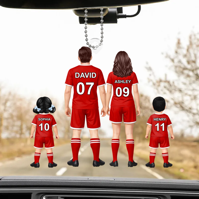 Personalisierter Acrylanhänger mit Fußballfamilie