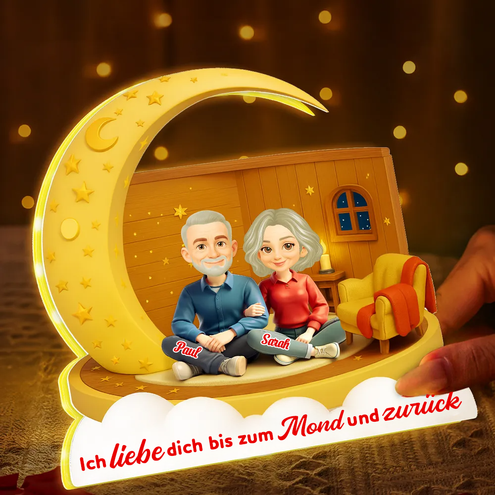 Paar unter dem Mond - Personalisierte LED-Lichtbox Geschenk für Paar