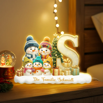 Personalisierte Schneemann-Leuchtbox mit Buchstabe Weihnachtsdekoration für Familie