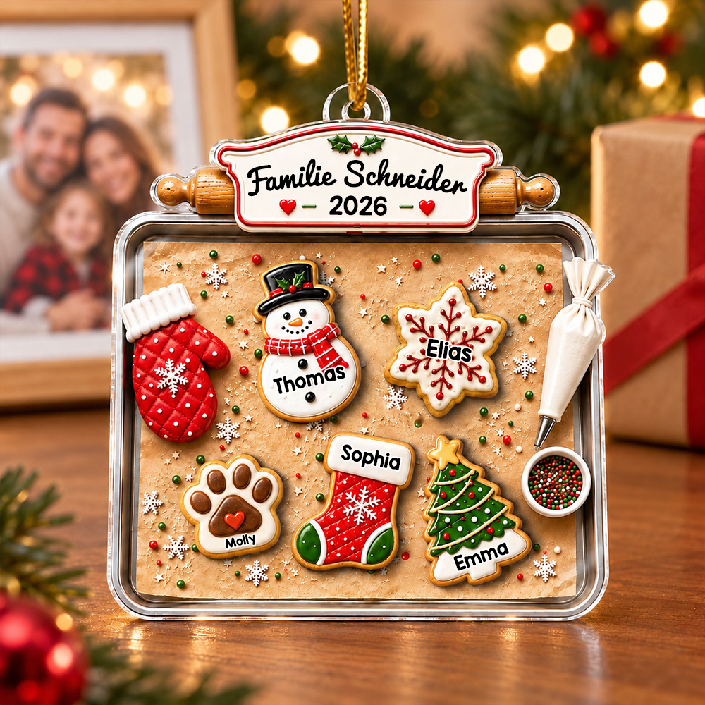 Personalisierter Acryl-Weihnachtsanhänger – Lebkuchen-Motiv