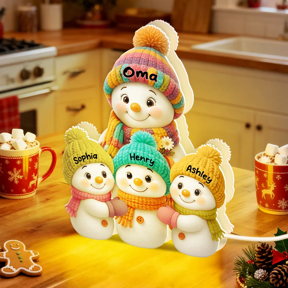 Personalisierte Schneemann-Leuchtbox – Oma, Opa & Enkelkinder