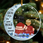 Acryl Anhänger Oma Enkelkind auf Mond personalisierte Kreis Weihnachtsschmuck