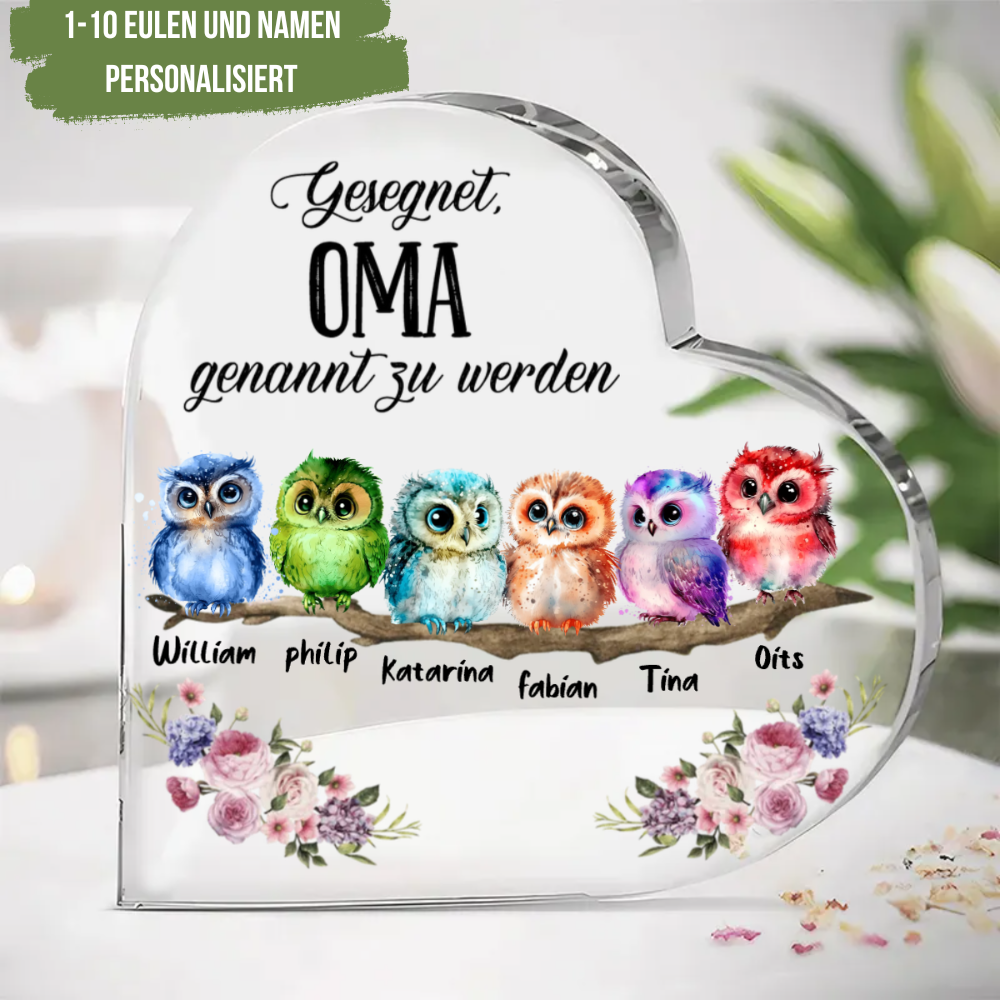 Standherz mit 1-10 Eulen für Mama und Oma