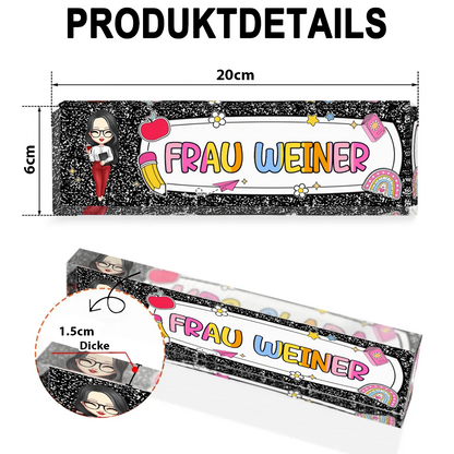 Personalisierte Acryltafel mit Figur und Name Geschenk für Lehrerin und Mitarbeiterin