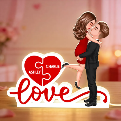 LOVE - Personalisierte LED-Lichtbox mit Paar und Namen Geschenk für Paar / LGBT-Paar