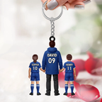 Papas Fußballteam- Personalisierter Acrylschlüsselanhänger mit Mann und Kinder