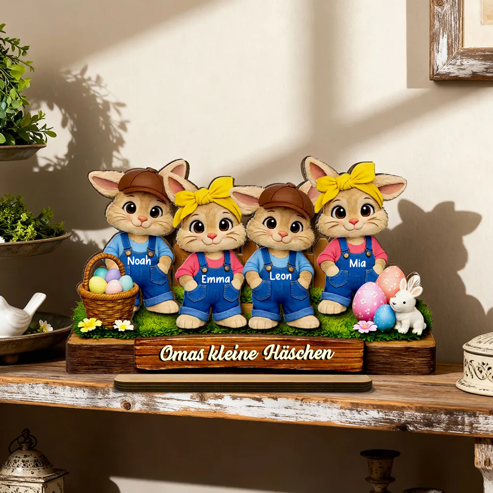 Osterhasen für Oma Personalisierte Holztafel mit Häschen