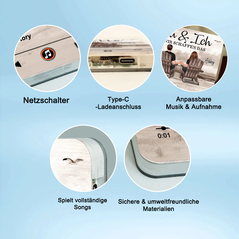 Musik-Kühlschrankmagnet mit 2 Figuren, Namen und Spruch Geschenk für Paar