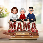 Personalisierter Holzaufsteller mit Mama und Kinder Geschenk für Oma und Mama