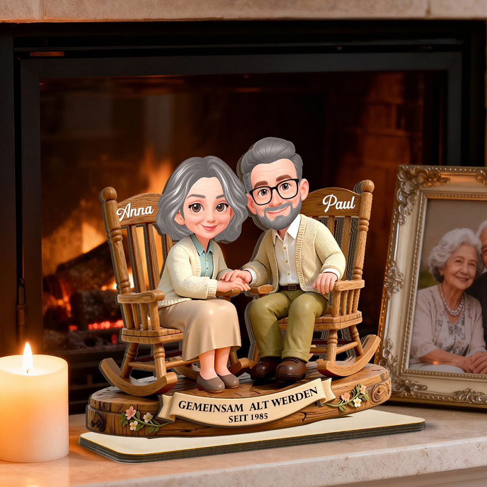 Gemeinsam alt werden... Personalisierter Holzaufsteller mit Paar und Jahr