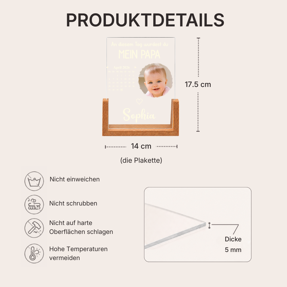 Personalisiertes LED-Nachtlicht mit Kalenderdatum und Photo - An diesem Tag wurdest du...