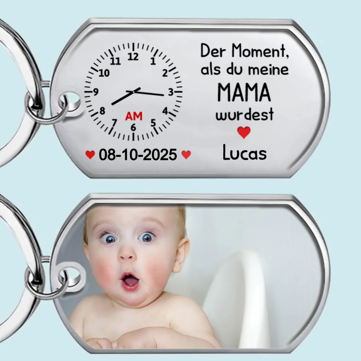 Der Moment, als du...Foto Schlüsselanhänger mit Gravur Edelstahl-Schlüsselanhänger mit Expoxidharz