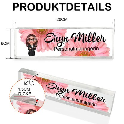 Personalisierte Acryl-Tafel für Mitarbeiter/-innen