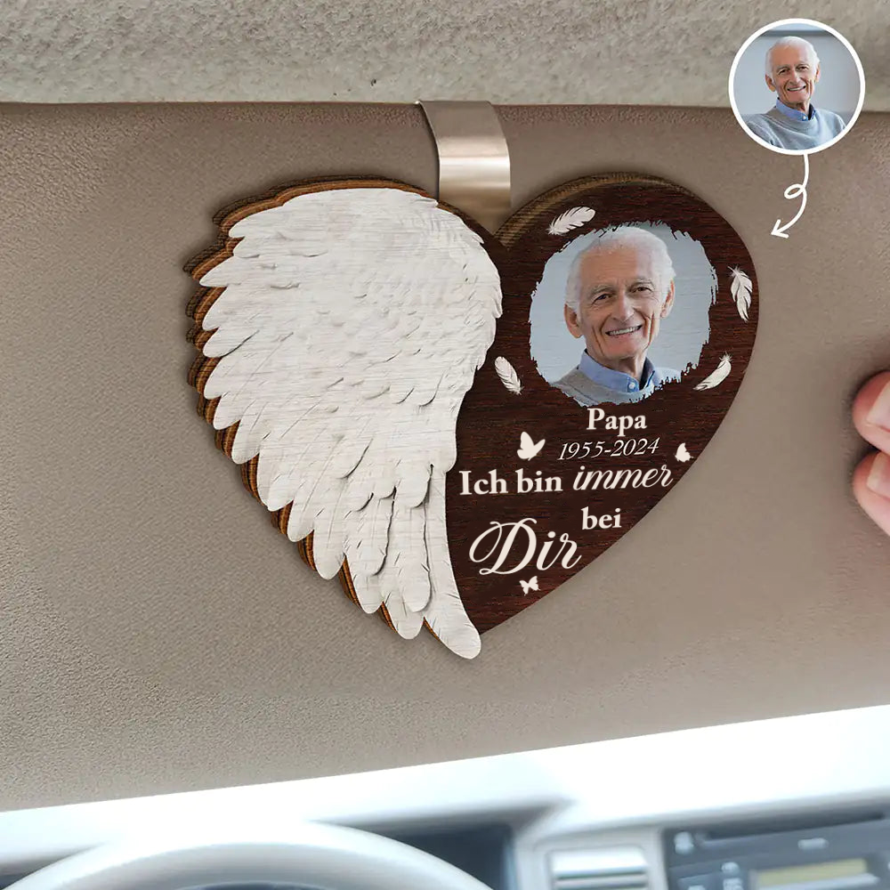 Engelsflügel-Personalisiertes Sonnenblendenclip mit Foto Trauersgeschenk