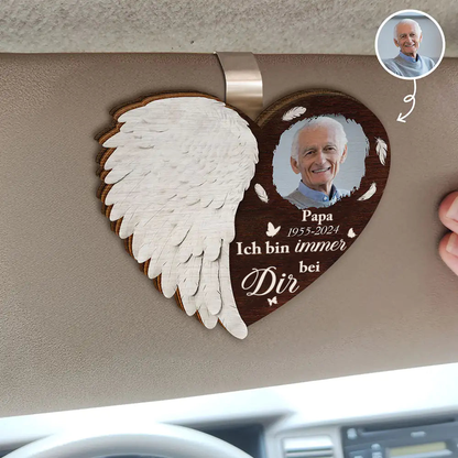 Engelsflügel-Personalisiertes Sonnenblendenclip mit Foto Trauersgeschenk