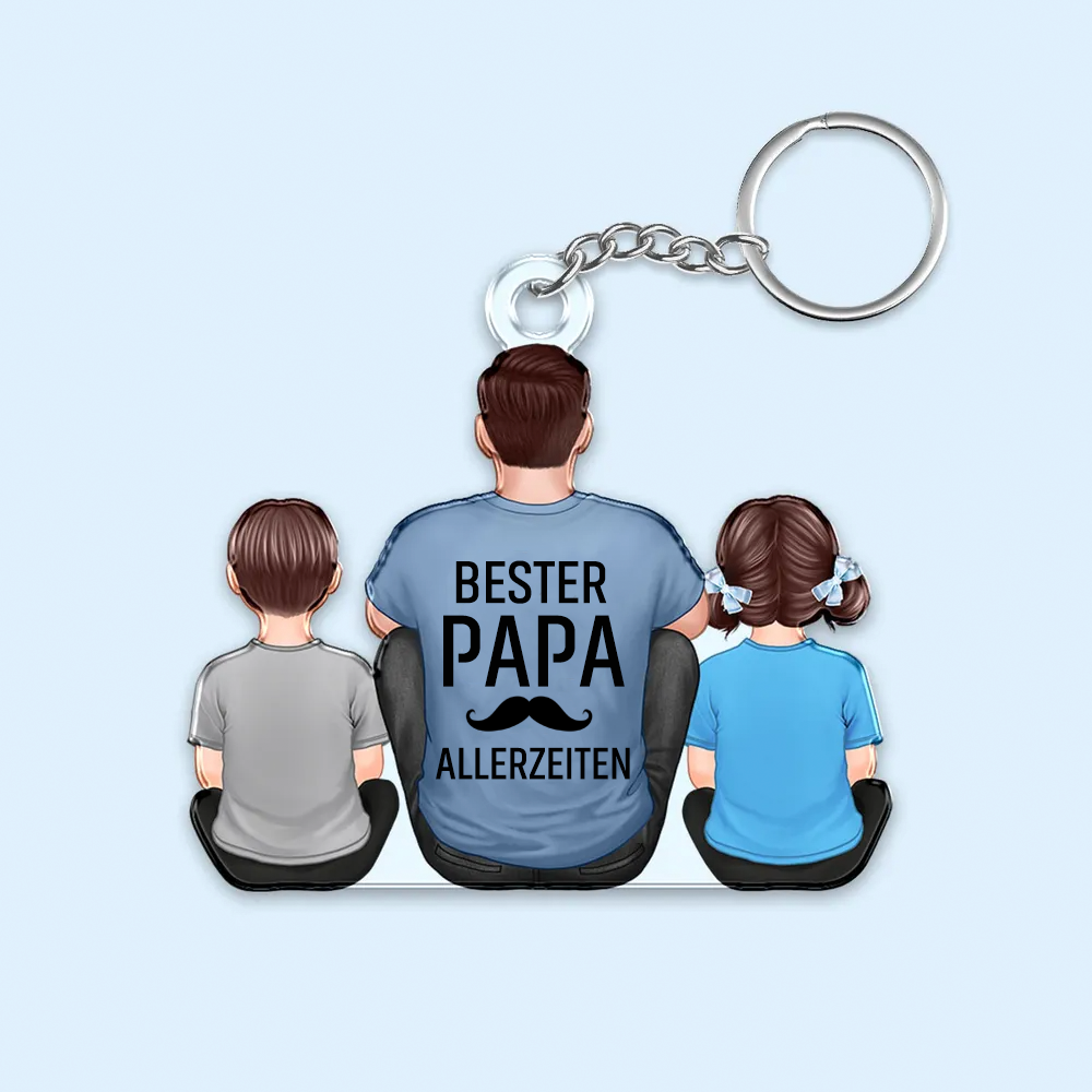 Bester Papa-Acryl Schlüsselanhänger Vater und Kinder Geschenke für Papa und Opa