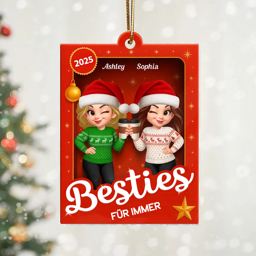 Acrylanhänger mit 2-6 Frauen Christbaumschmuck für beste Freundin und Schwester